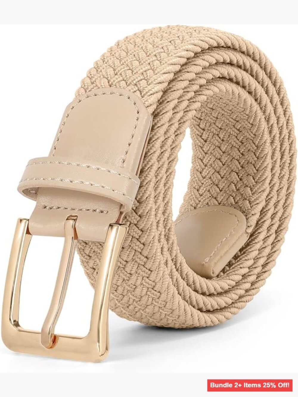 Braided Canvas Stretch Belt Elastic No Hole Design Unisex Casual